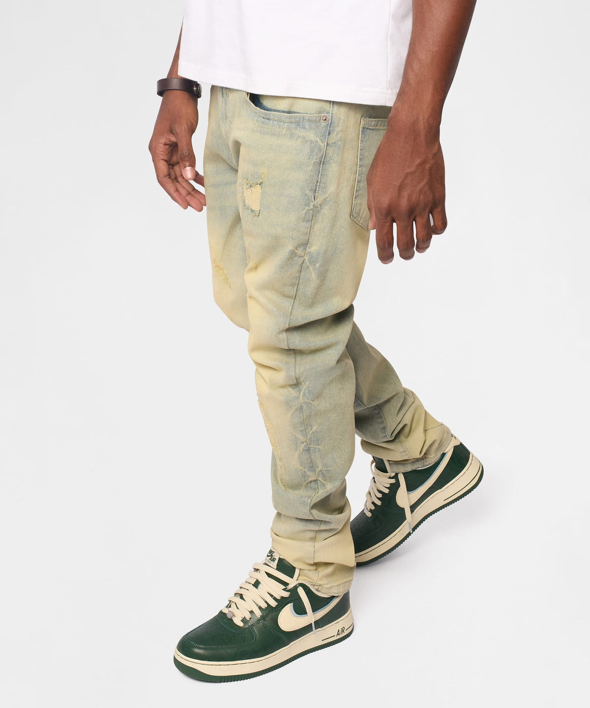 Reason Clothing New | Weekender Distressed Skinny Jeans - Medium Indigo