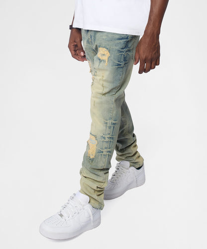 Reason Clothing New | Weekender Distressed Skinny Jeans - Medium Indigo