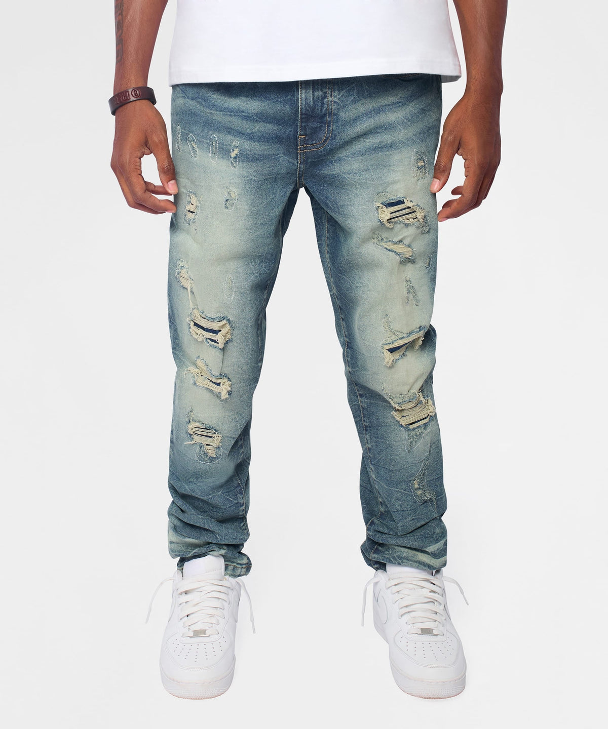 Reason Clothing Value | Breakaway Distressed Skinny Jeans - Blue
