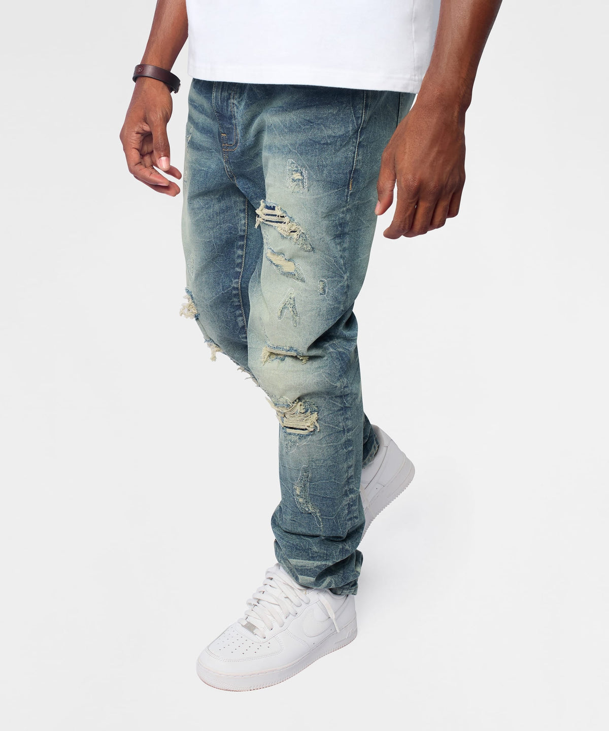 Reason Clothing Value | Breakaway Distressed Skinny Jeans - Blue