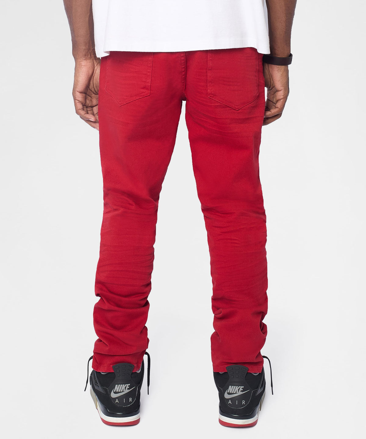 Reason Clothing Top Pick | Classic Denim Ripped Skinny Jeans - Red