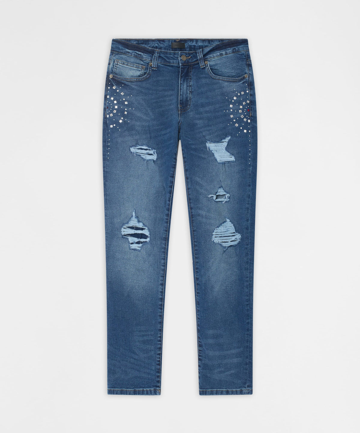 Reason Clothing Everyday | Starburst Studded Skinny Jeans - Blue