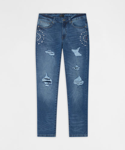 Reason Clothing Everyday | Starburst Studded Skinny Jeans - Blue