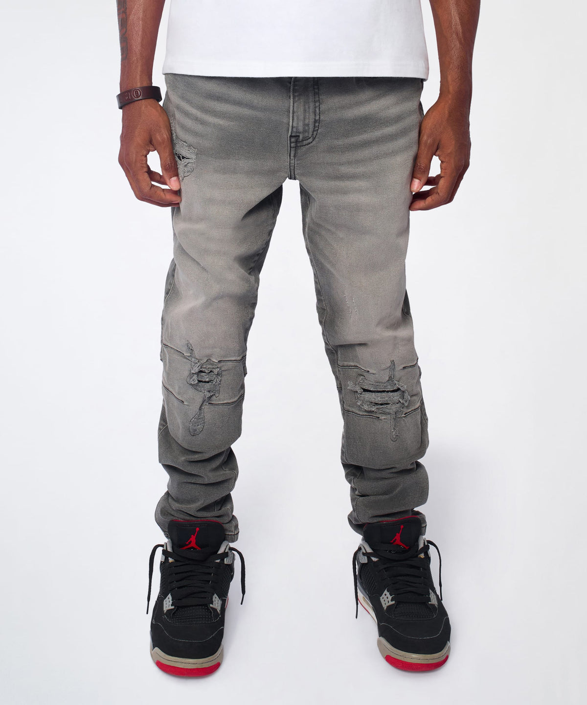 Reason Clothing Customer Favorite | Shadow Skinny Ripped Jeans - Grey