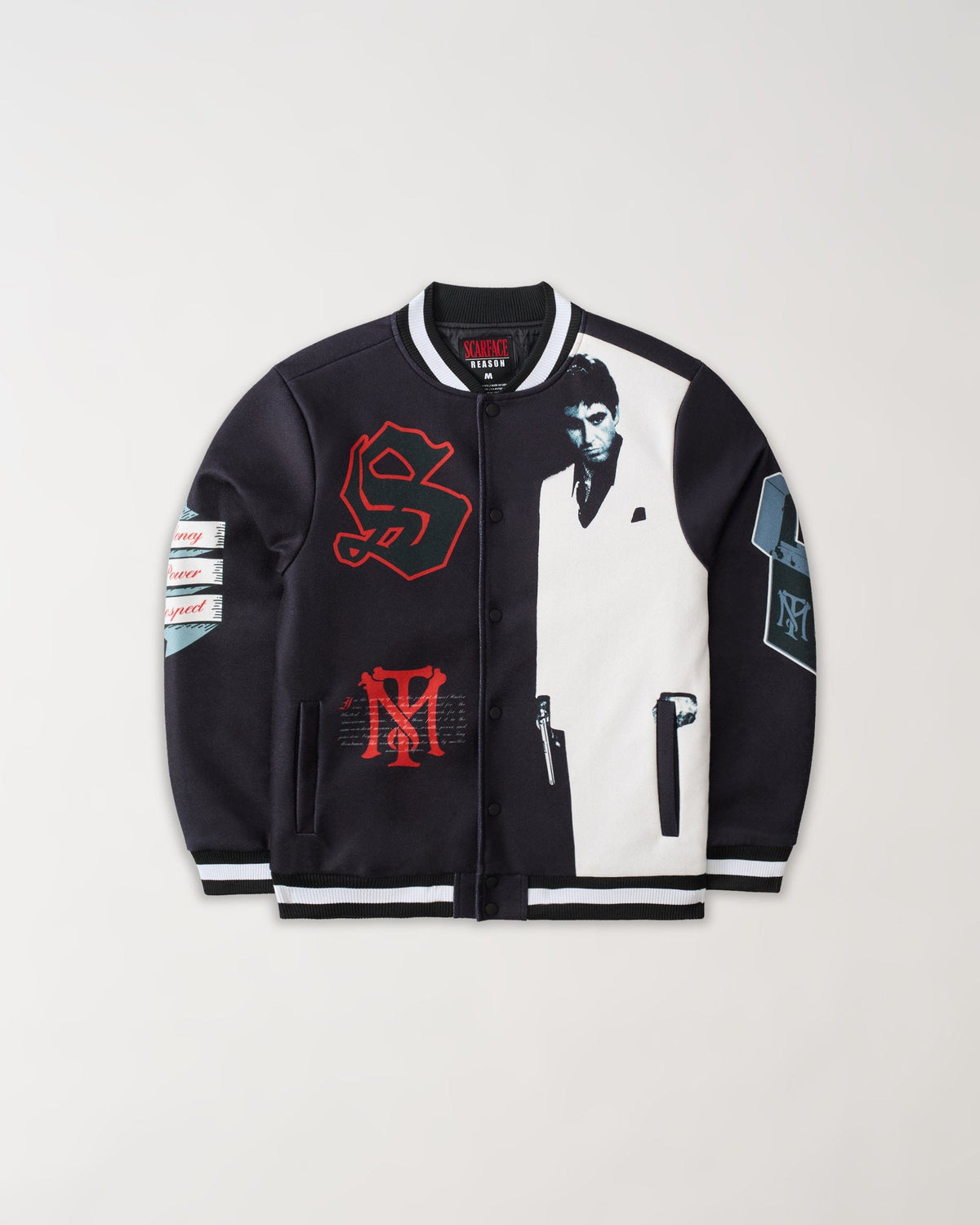 Reason Clothing Essential | Scarface Graphic Varsity Jacket - Black