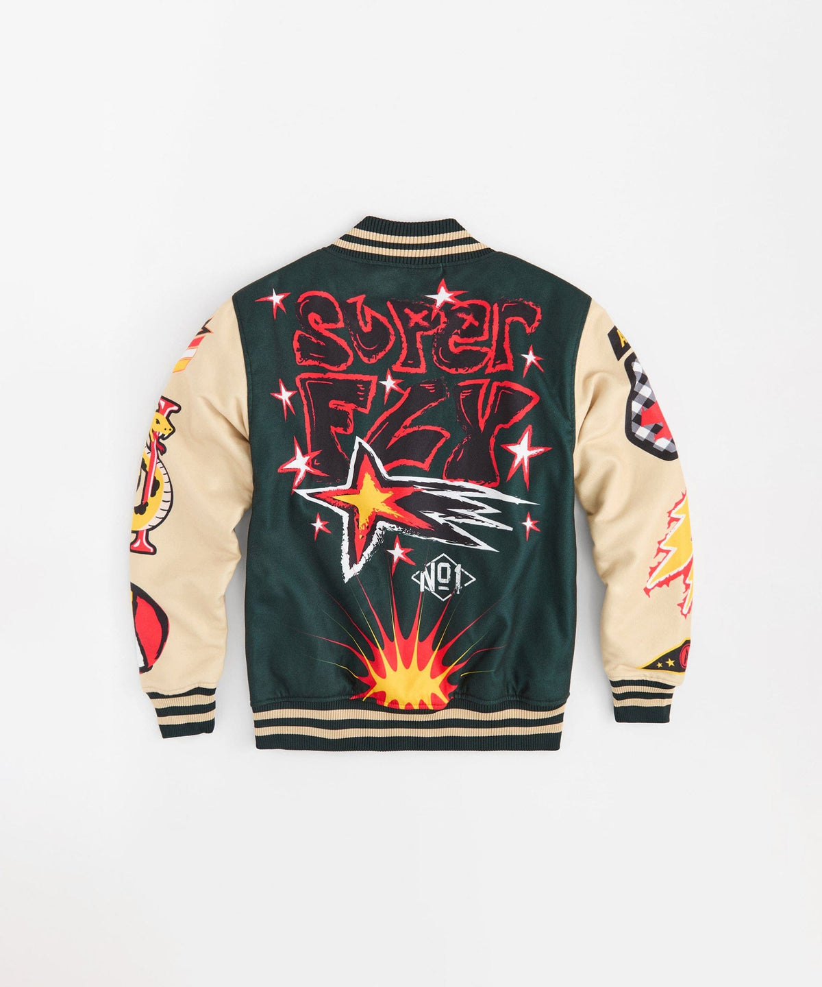 Reason Clothing Value | Super Fly Chenille Varsity Jacket - Green