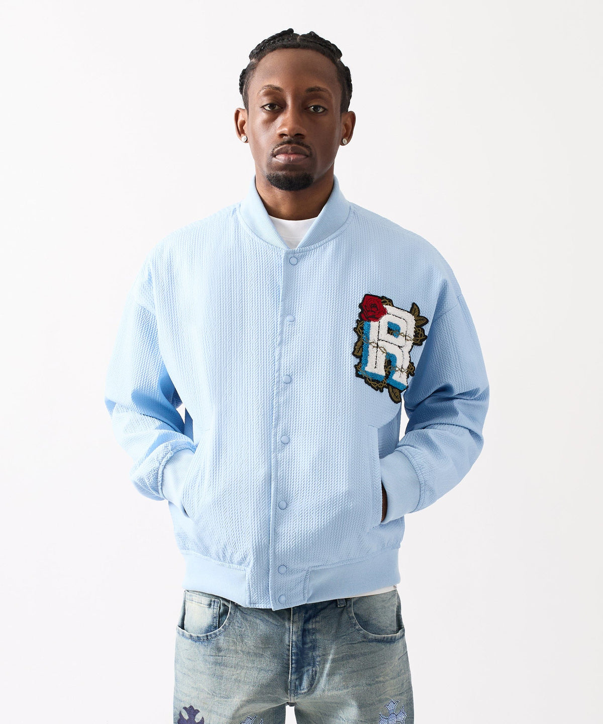 Reason Clothing Premium | Coaches Chenille Jacket - Light Blue