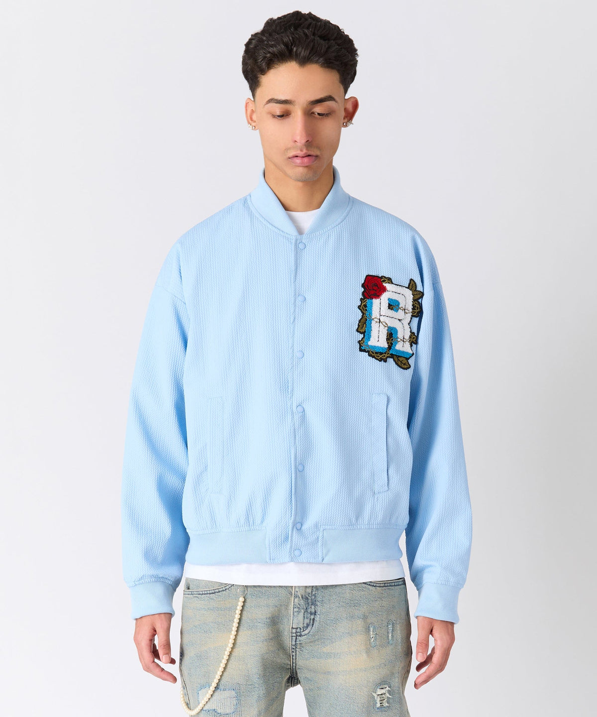 Reason Clothing Premium | Coaches Chenille Jacket - Light Blue