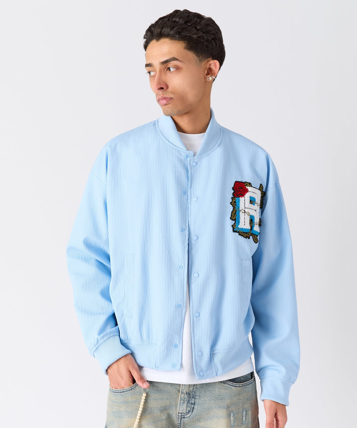 Reason Clothing Premium | Coaches Chenille Jacket - Light Blue