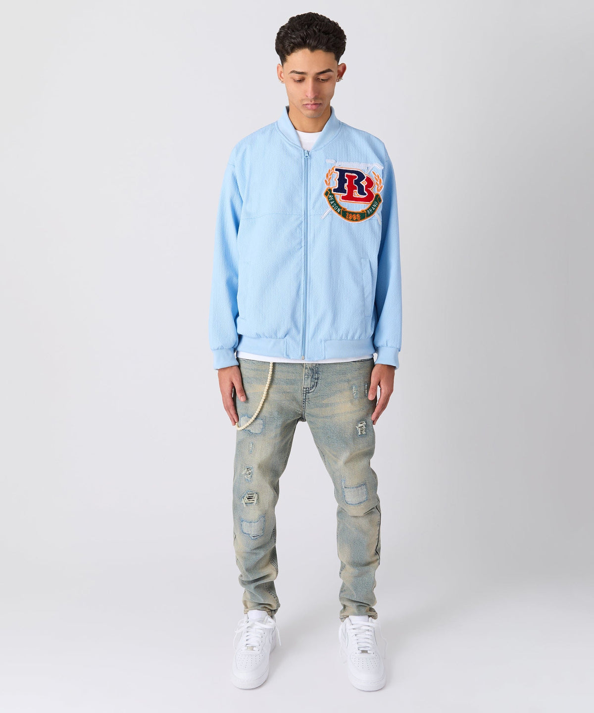 Reason Clothing Featured | Coaches Chenille Jacket - Light Blue
