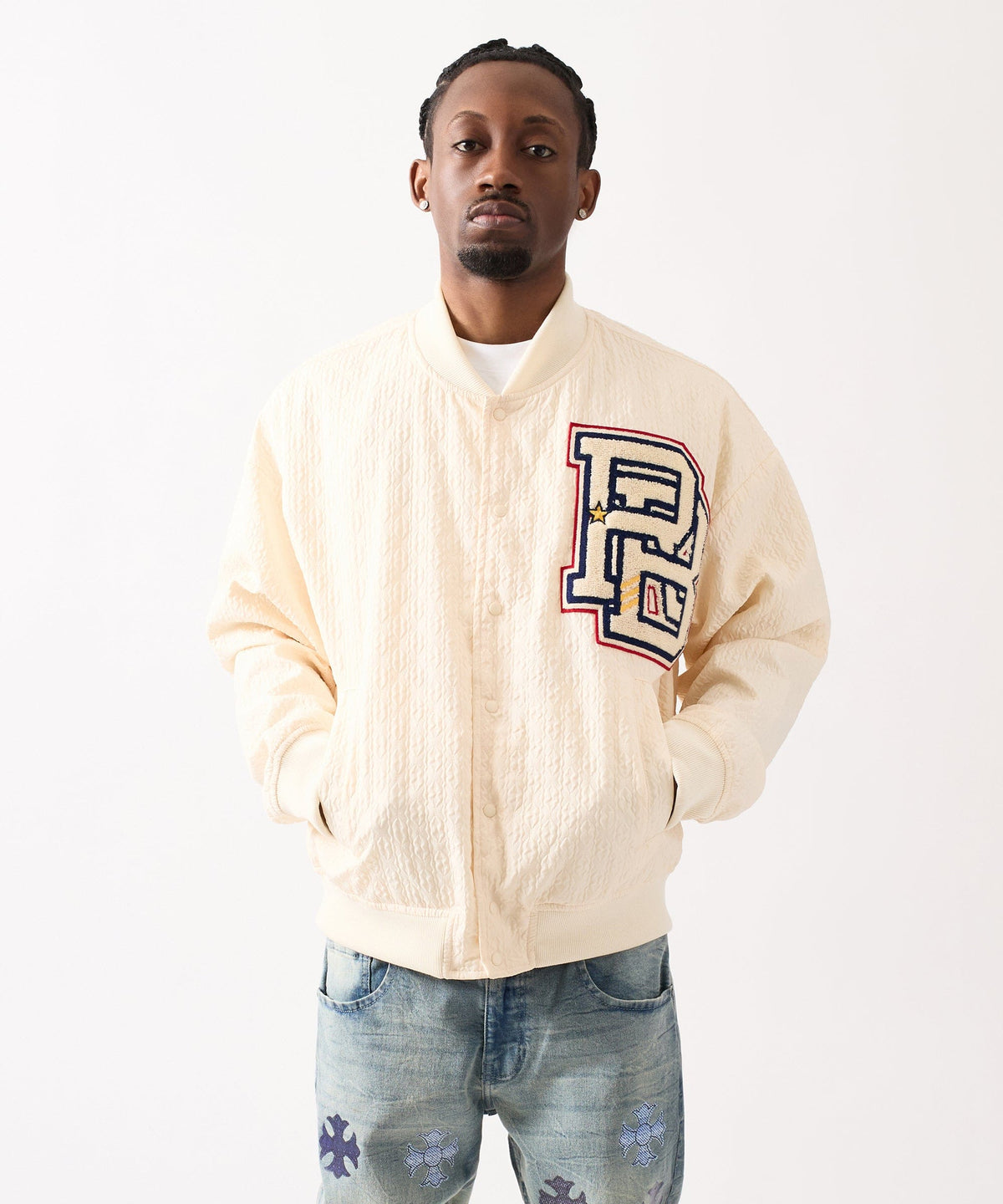 Reason Clothing Hot Sale | Coaches Chenille Jacket - White