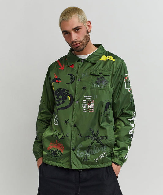 Reason Clothing Best Price | Gritty Coaches Jacket - Olive Greeen
