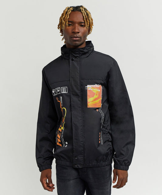 Reason Clothing Best Seller | Flame Nylon Hidden Zip Hood Jacket