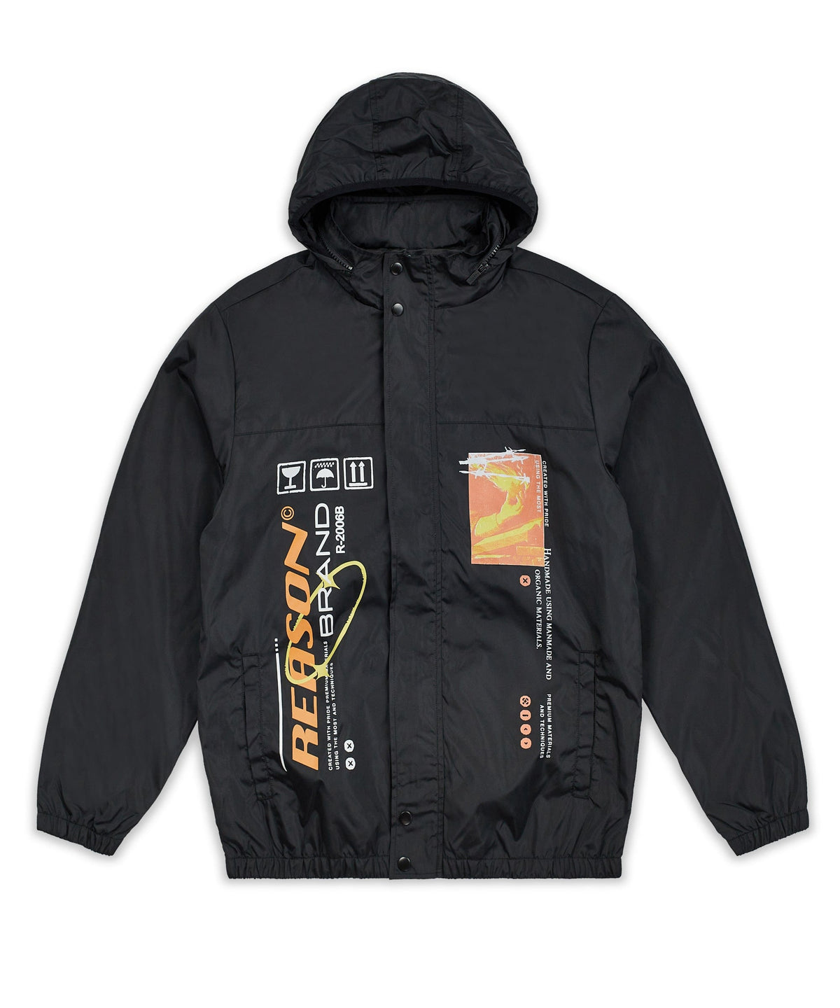 Reason Clothing Best Seller | Flame Nylon Hidden Zip Hood Jacket