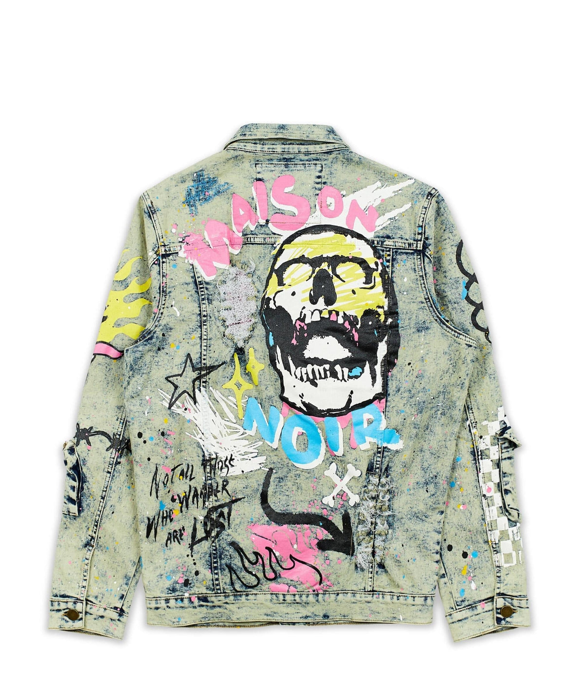 Reason Clothing New | Skull Multi Patched Embroidery Denim Jacket