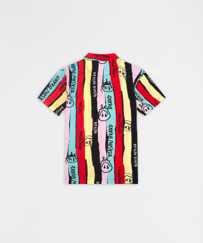 Reason Clothing Trending | Graffiti Viscose Button-Down Short Sleeve Shirt - multicolor