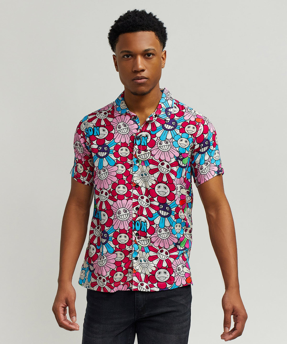 Reason Clothing Deals | Sunflower Viscose Button-Down Short Sleeve Shirt - Multicolor