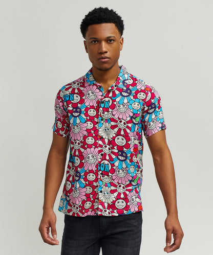 Reason Clothing Deals | Sunflower Viscose Button-Down Short Sleeve Shirt - Multicolor