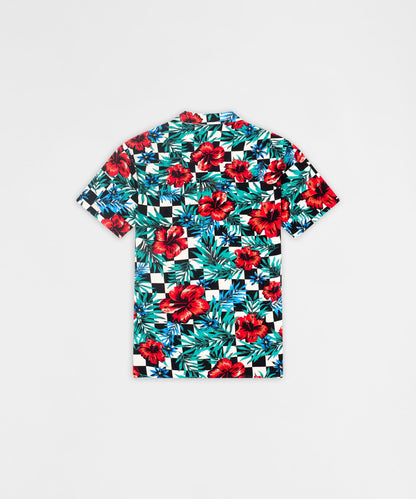 Reason Clothing Featured | Floral Check Viscose Button-Down Short Sleeve Short
