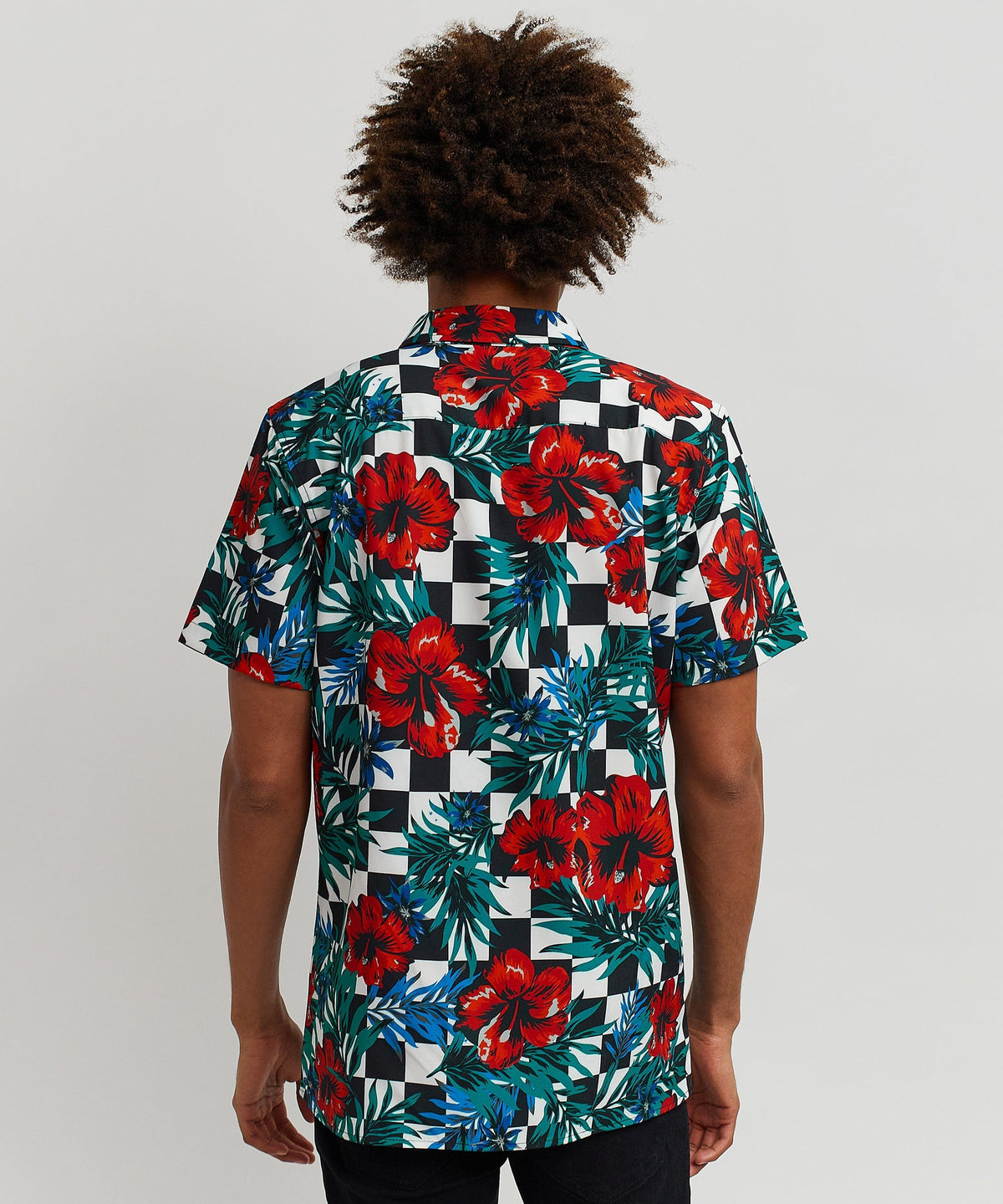 Reason Clothing Featured | Floral Check Viscose Button-Down Short Sleeve Short