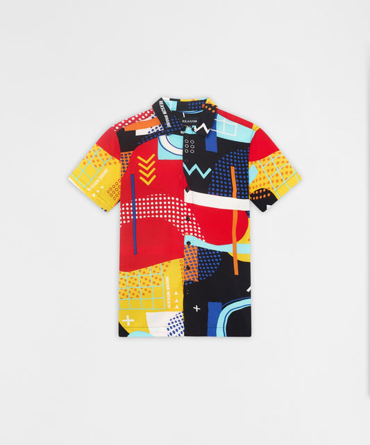 Reason Clothing Featured | Retro Grid Viscose Button-Down Short Sleeve Shirt