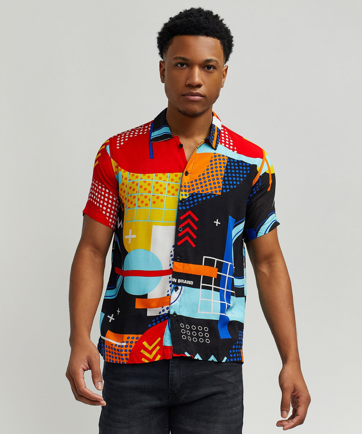 Reason Clothing Featured | Retro Grid Viscose Button-Down Short Sleeve Shirt