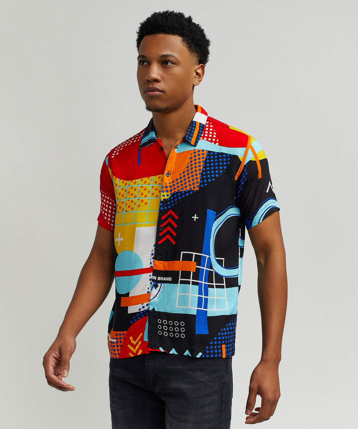 Reason Clothing Featured | Retro Grid Viscose Button-Down Short Sleeve Shirt