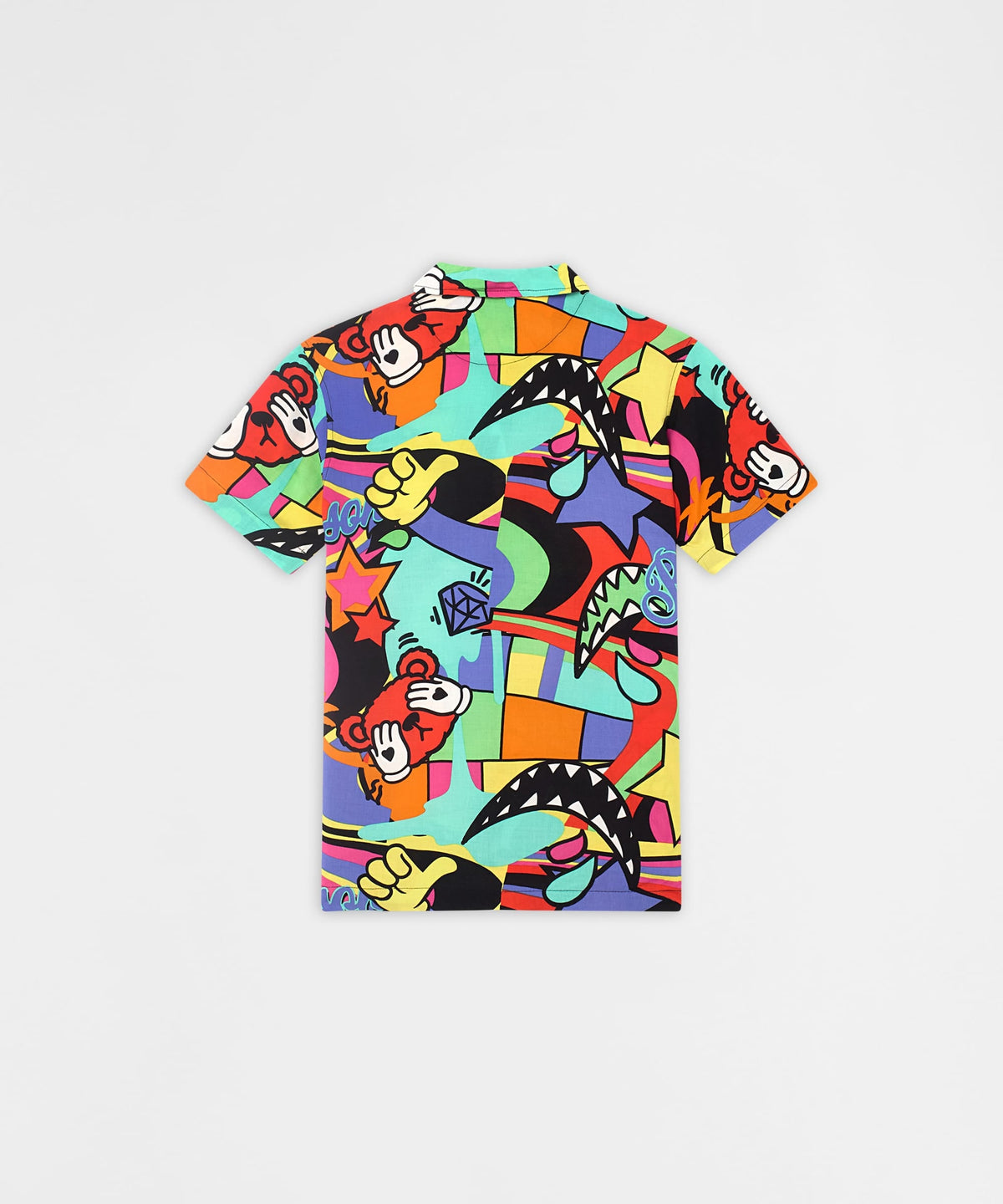 Reason Clothing Discount | Trippy Viscose Button-Down Short Sleeve Shirt - Multicolor