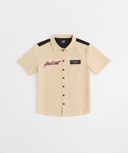 Reason Clothing Exclusive | Dodge Hellcat Mechanics Button Down Shirt - Khaki