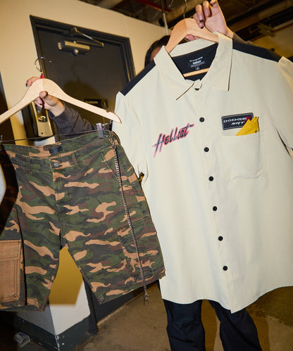 Reason Clothing Exclusive | Dodge Hellcat Mechanics Button Down Shirt - Khaki