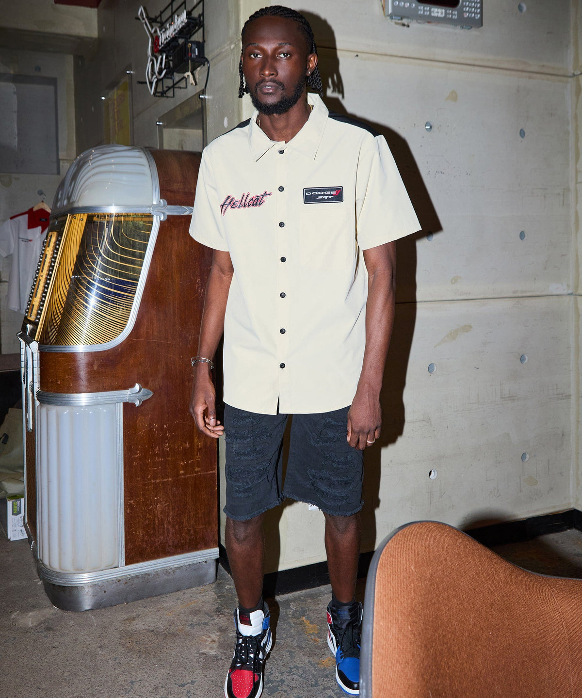 Reason Clothing Exclusive | Dodge Hellcat Mechanics Button Down Shirt - Khaki