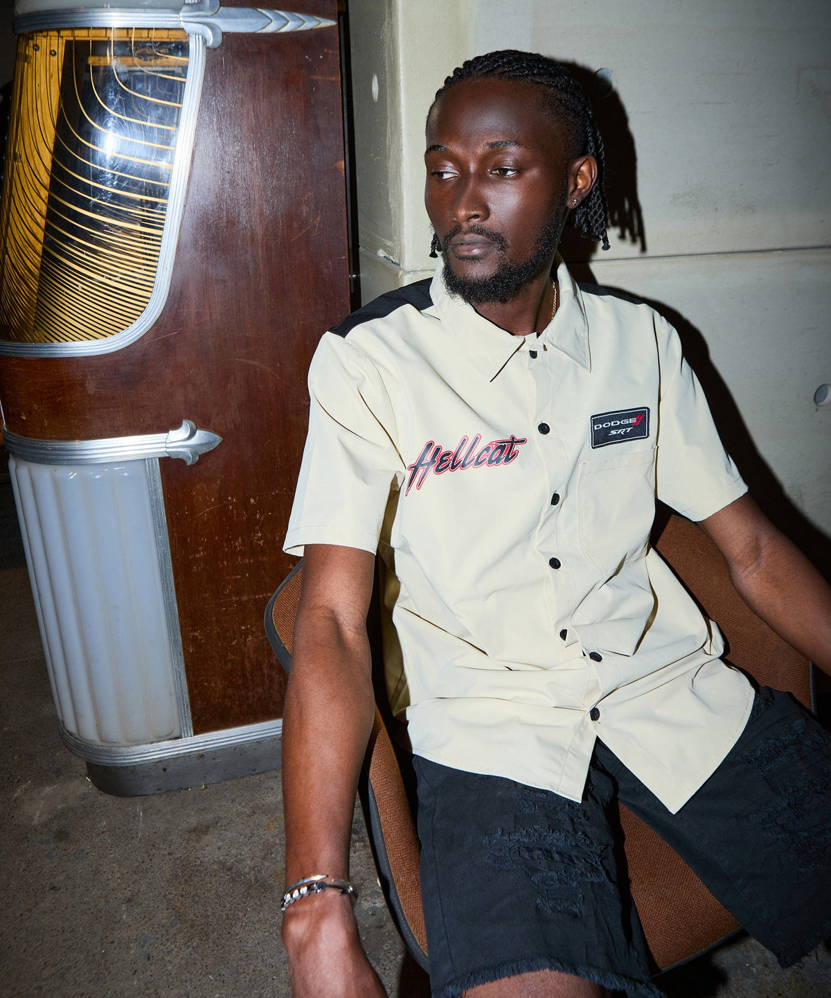 Reason Clothing Exclusive | Dodge Hellcat Mechanics Button Down Shirt - Khaki