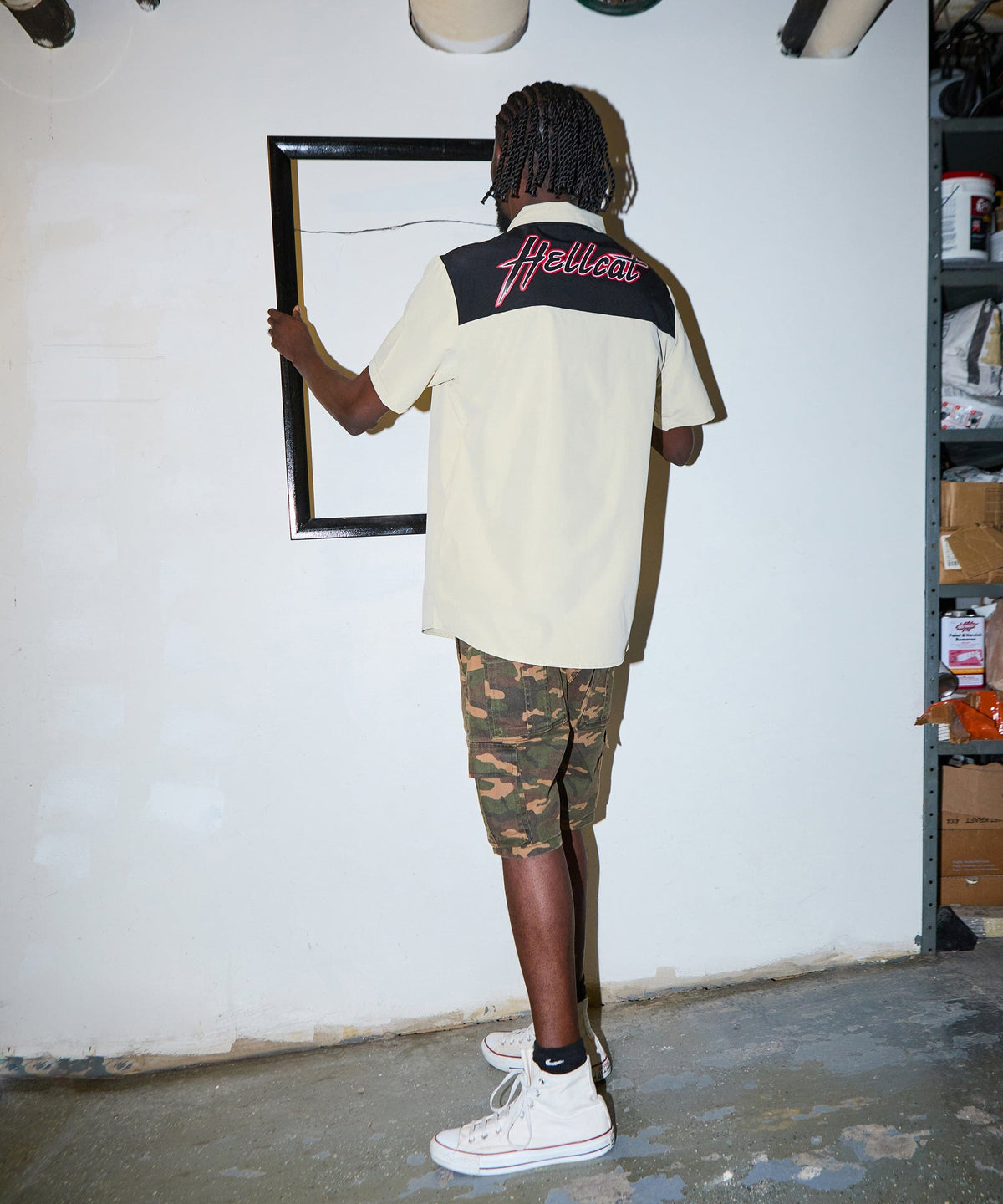 Reason Clothing Exclusive | Dodge Hellcat Mechanics Button Down Shirt - Khaki