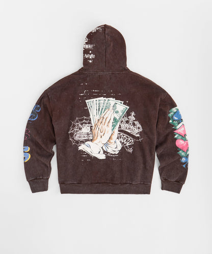 Reason Clothing Quality | Blessed Washed Hoodie - Brown