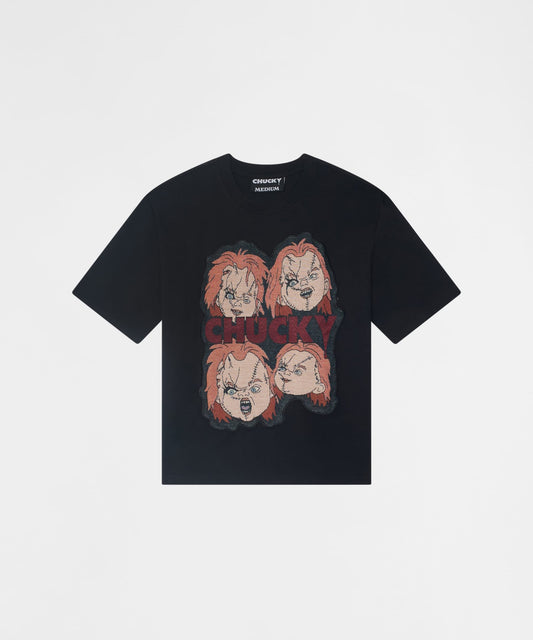 Reason Clothing Discount | Chucky Faces Tapestry Short Sleeve Tee - Black