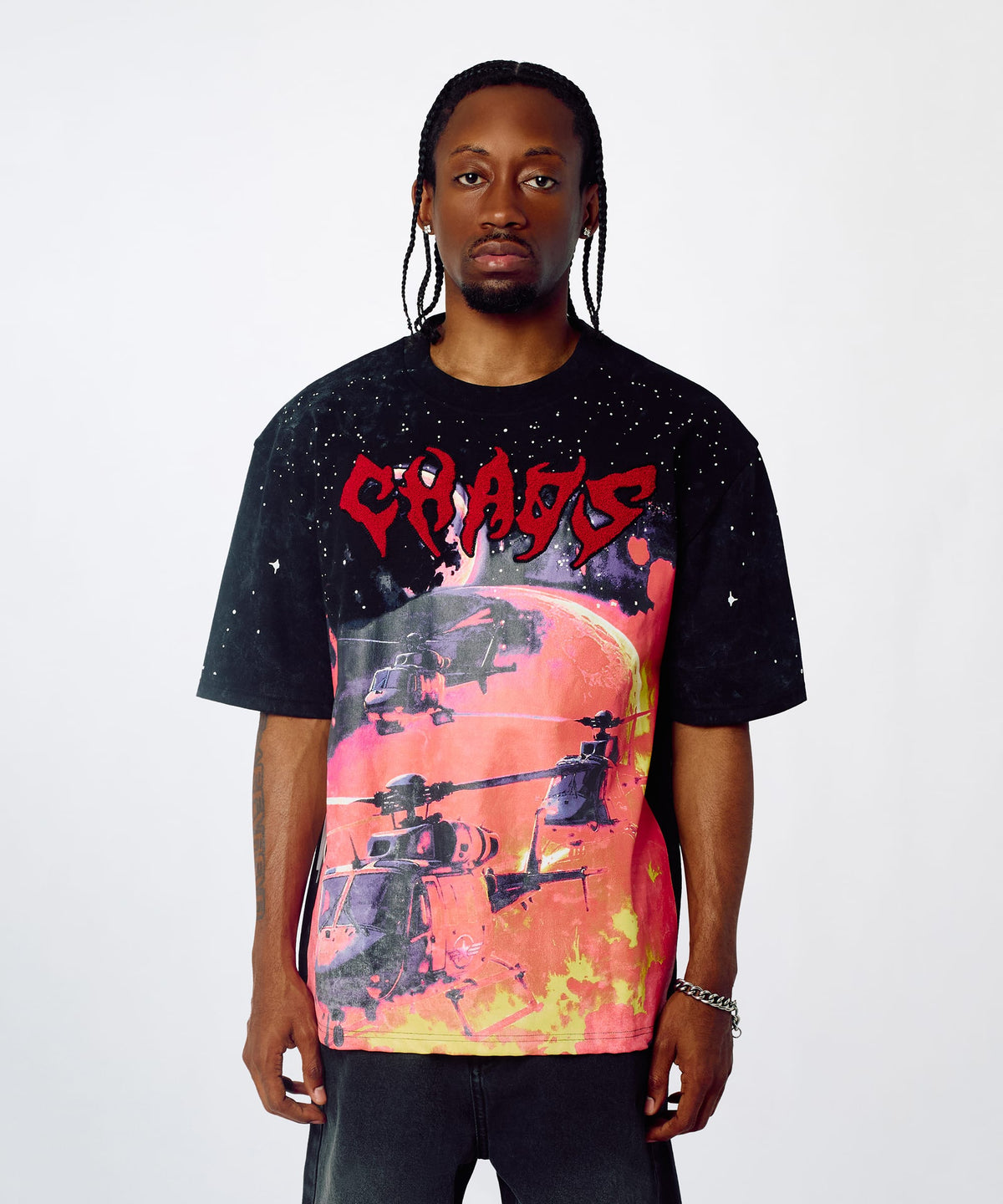 Reason Clothing Discount | Chaos Chenille Patched Short Sleeve Tee - Black