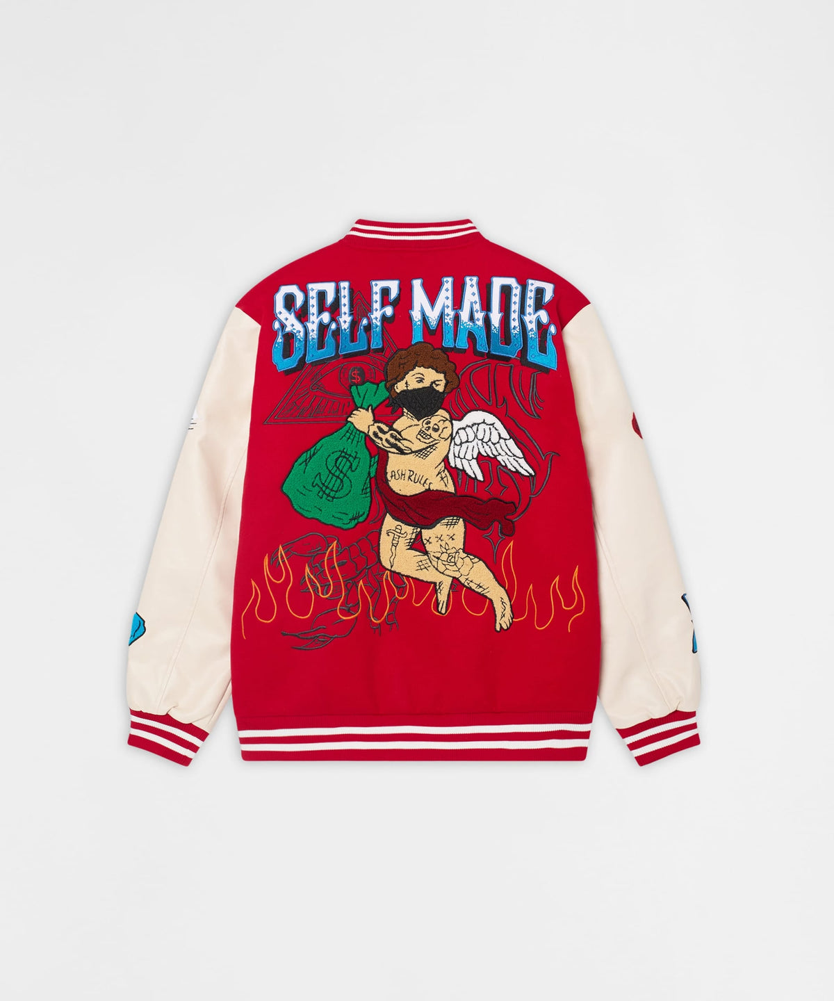 Reason Clothing Great Value | Self Made Faux Leather Sleeve Jacket - Red