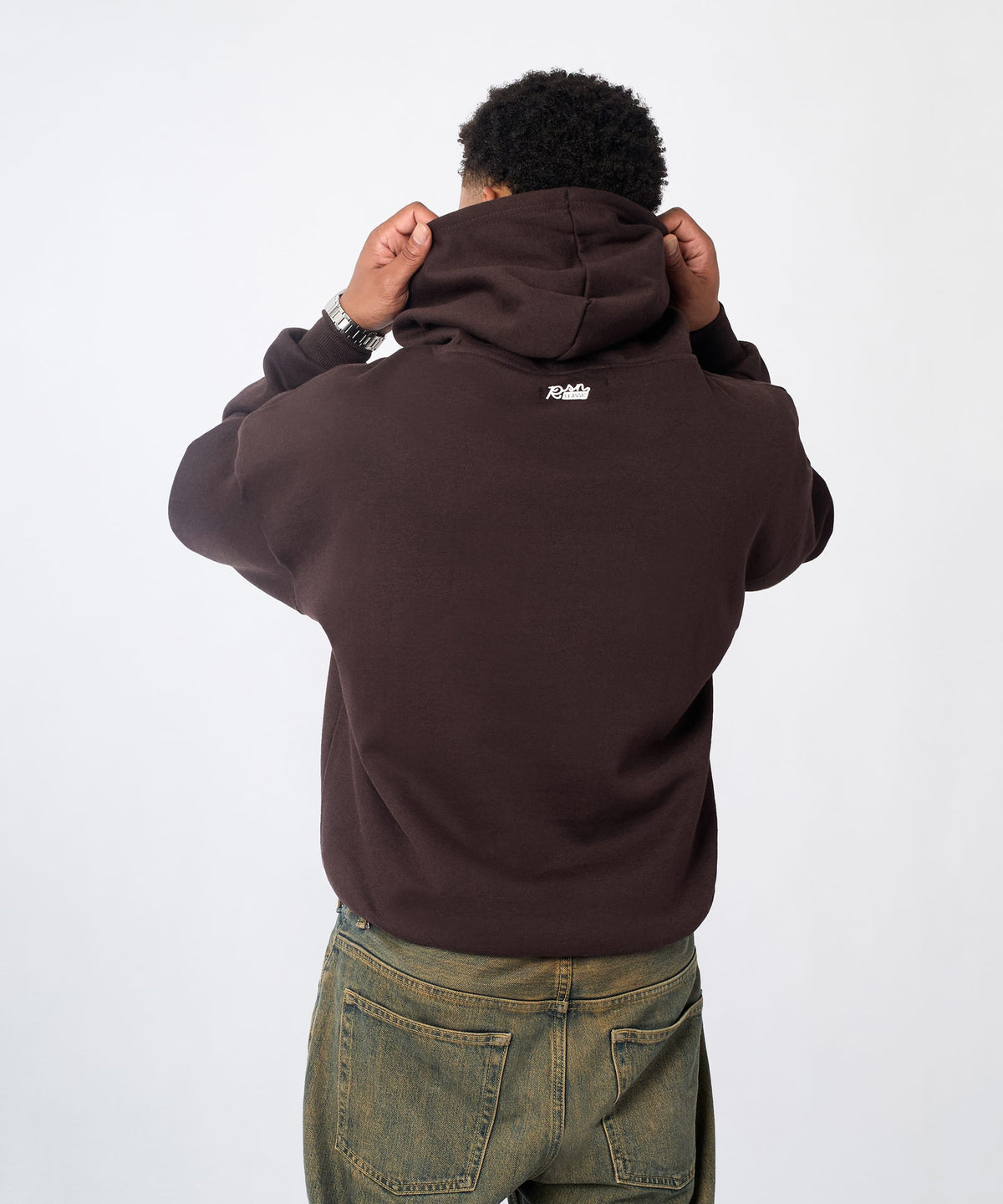 Reason Clothing Popular | Essential Pull Over Boxy Fit Hoodie - Brown