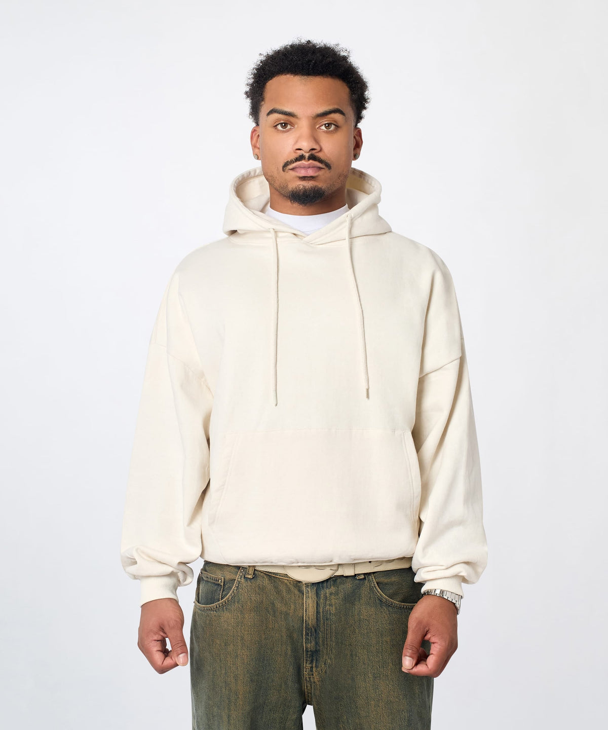 Reason Clothing Latest | Essential Pull Over Boxy Fit Hoodie - Cream