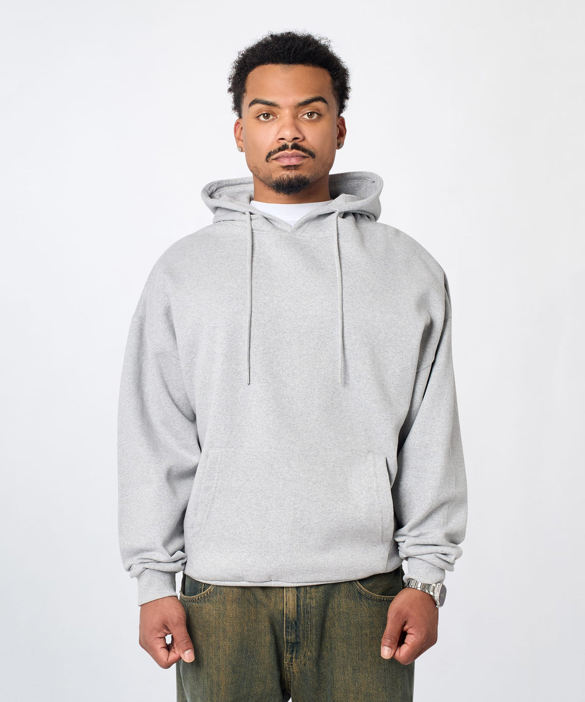 Reason Clothing Value | Essential Pull Over Boxy Fit Hoodie - Heather Grey