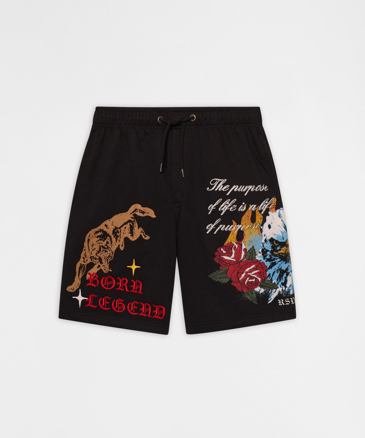Reason Clothing Discount | First Class Embroidered Fleece Short - Black
