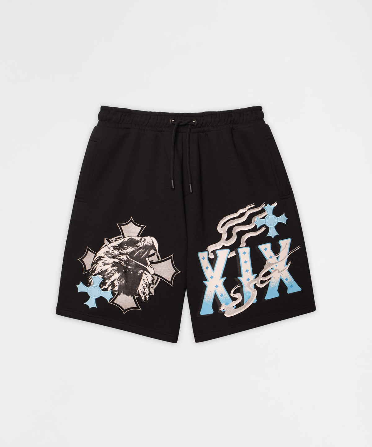 Reason Clothing Smart Buy | Crosses Embroidered Fleece Short - Black