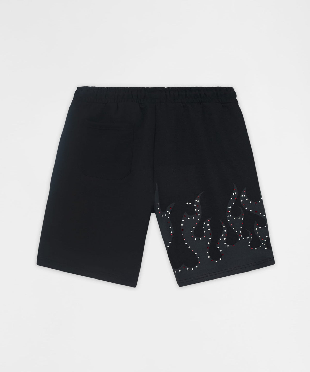 Reason Clothing Premium | Built In Fire Rhinestone Shorts - Black