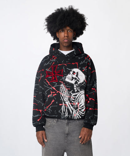 Reason Clothing Everyday | Lord Forgive Me Chenille Hoodie - Black