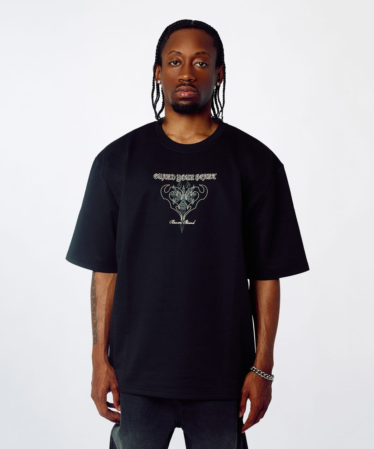 Reason Clothing New | No Risk Interlock Embroidered Short Sleeve Tee - Black
