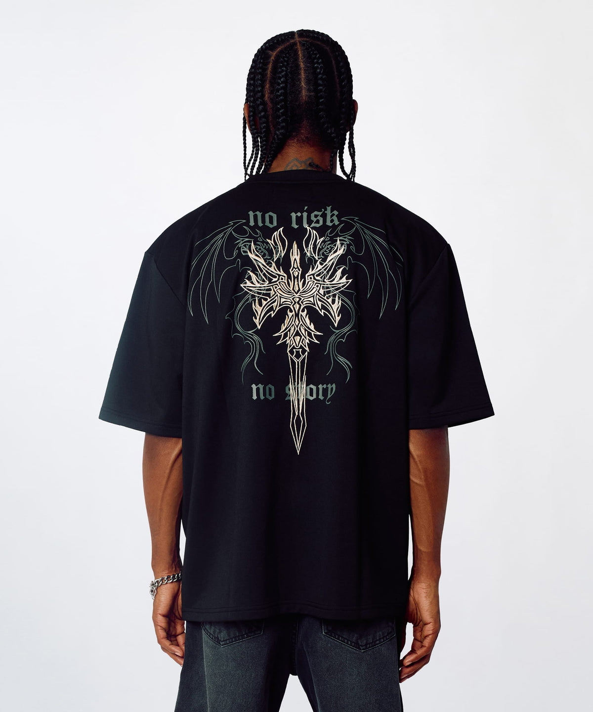 Reason Clothing New | No Risk Interlock Embroidered Short Sleeve Tee - Black