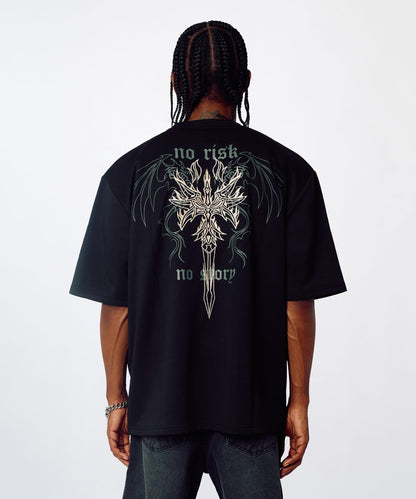 Reason Clothing New | No Risk Interlock Embroidered Short Sleeve Tee - Black