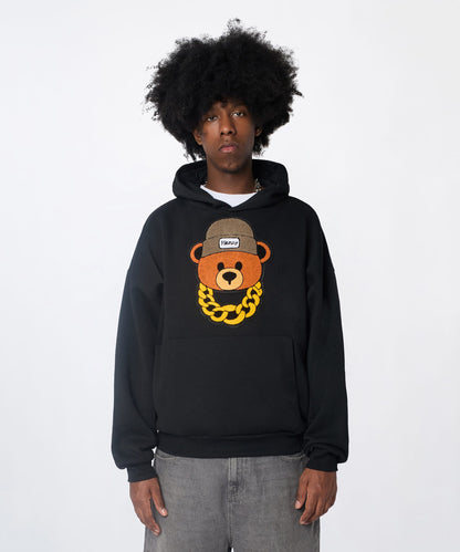 Reason Clothing Trusted | Henry Bear Chenille Hoodie - Black