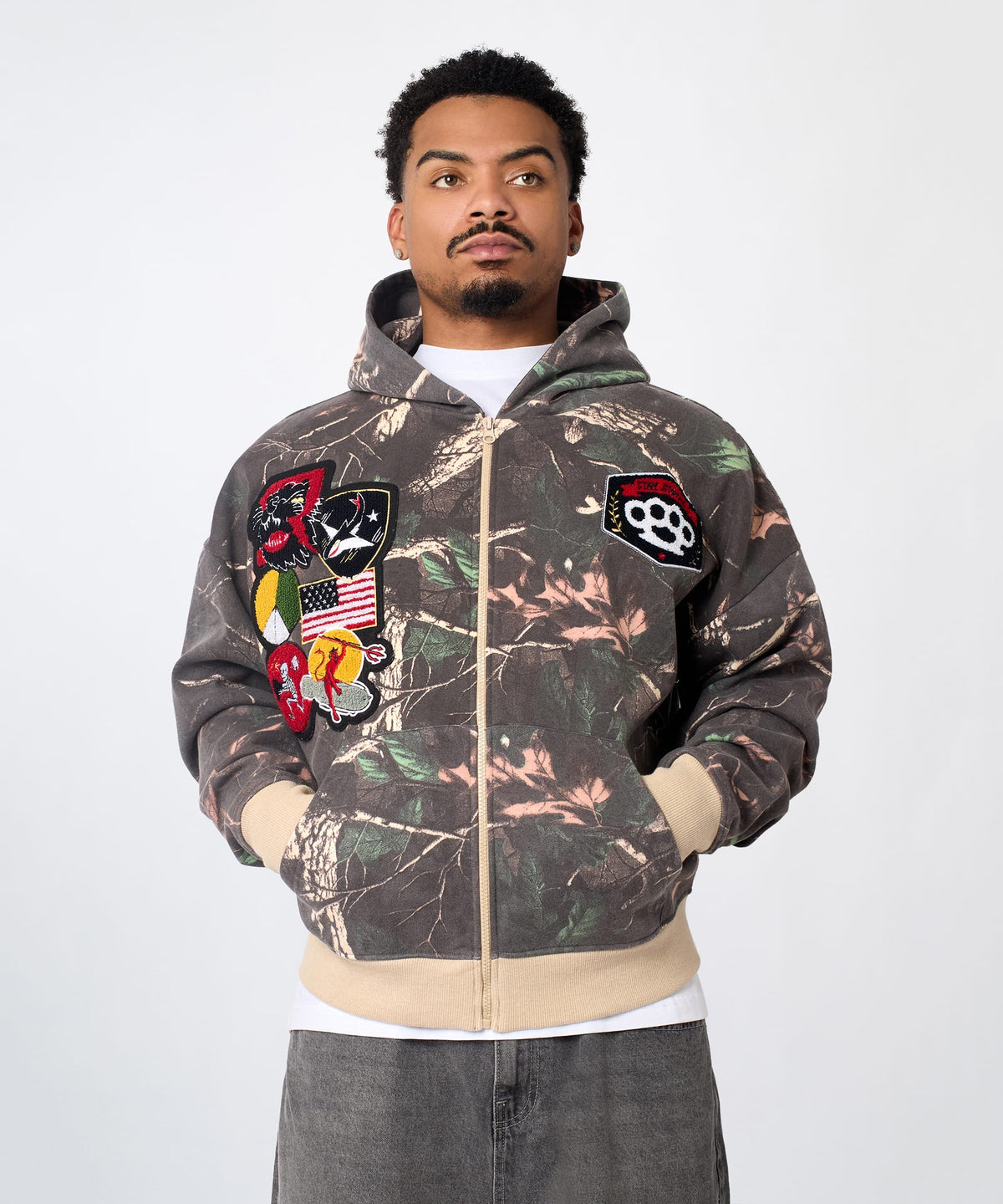 Reason Clothing Smart Buy | Recon Patch Camo Zip Hoodie