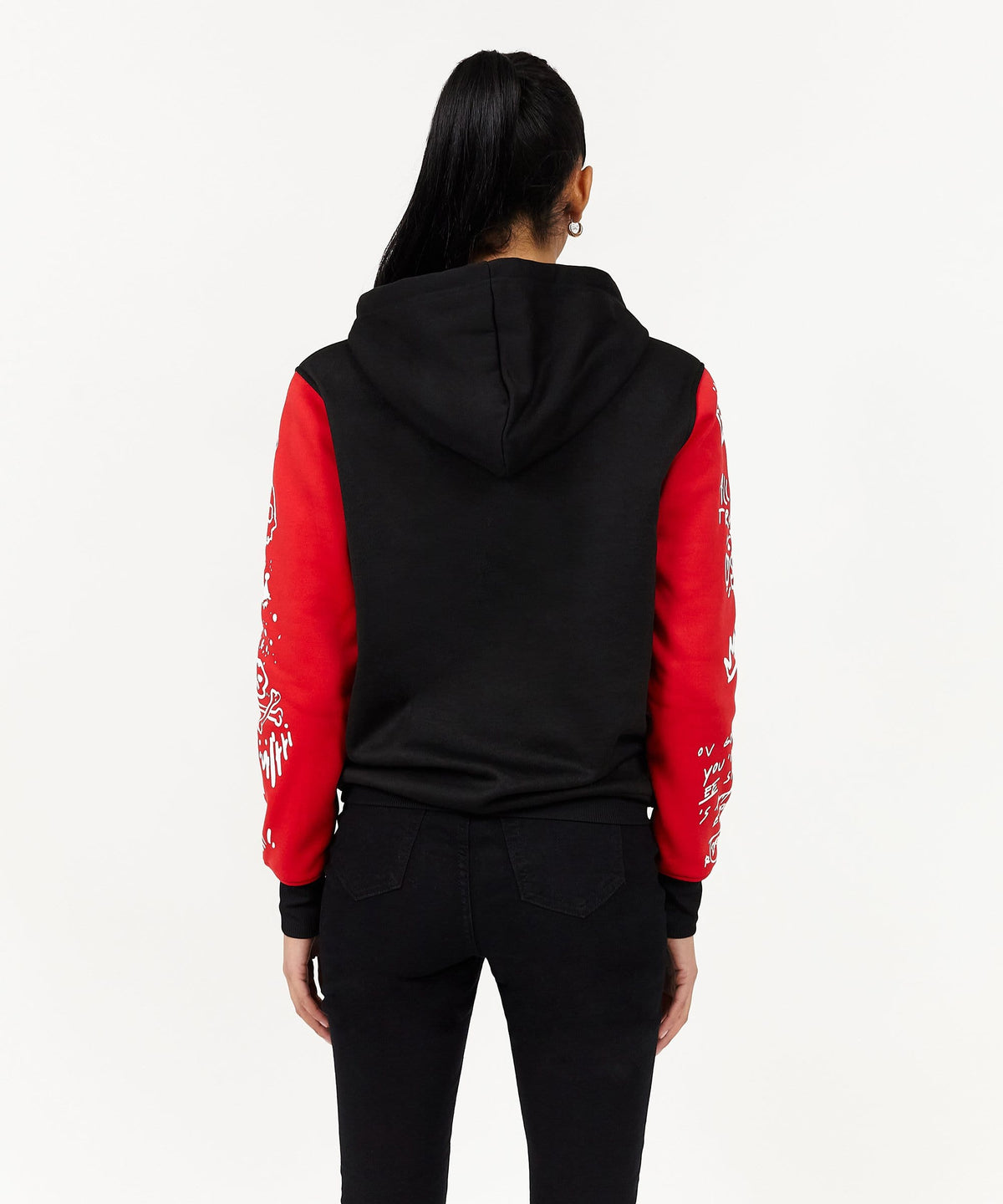 Reason Clothing Customer Favorite | Princeton Women's Graphic Pull-Over Long Sleeve Hoodie - Black